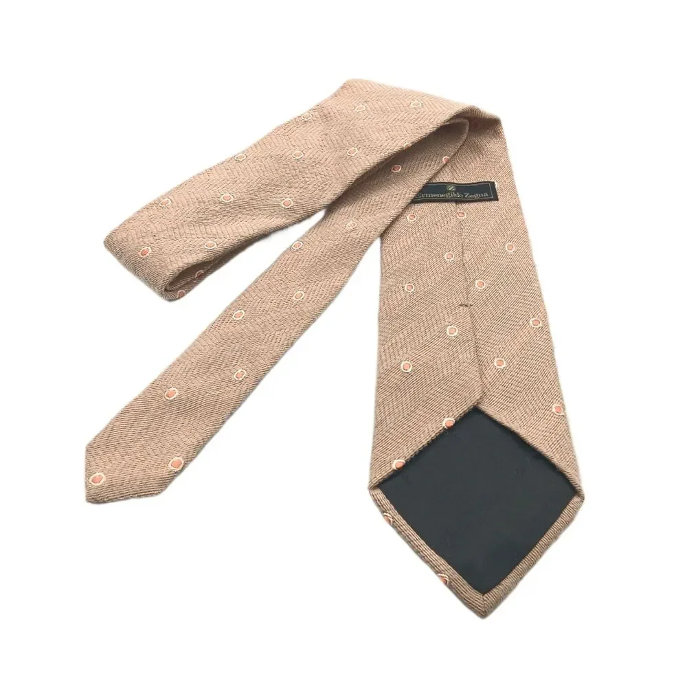 Ermenegildo Zegna Camel Hair Tie Mens 62.5” Tan Chevron Silk Luxury Wide New